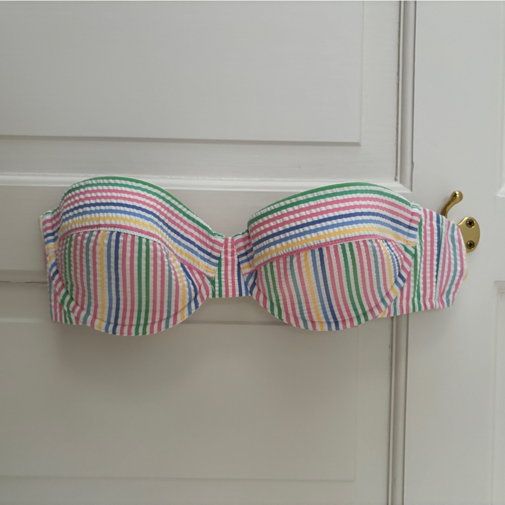 Jcrew underwire bikini top in rainbow stripe, size 34C, NWT